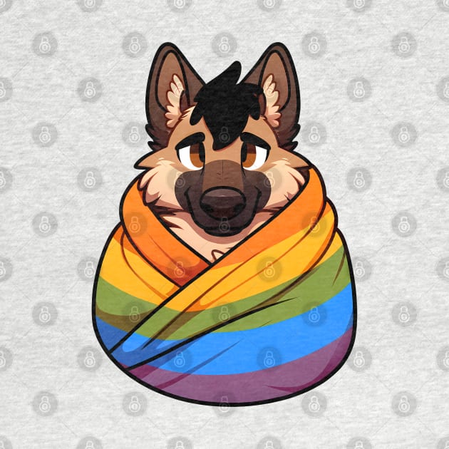 Comfy Womfy Furry Pride German Shepherd LGBTQ Rainbow by Blue Bull Bazaar